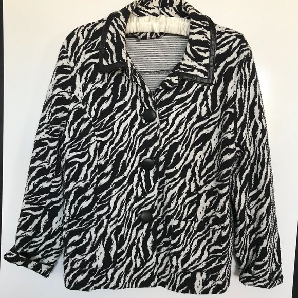 JM Collection Zebra Print Jacket Size XL - Picture 1 of 8